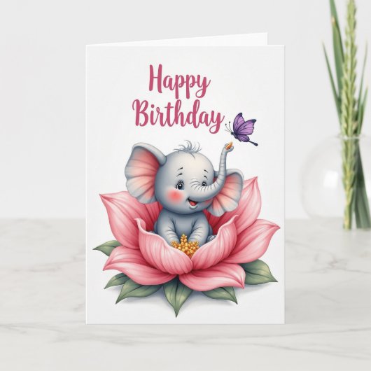 Carte d'anniversaire de l'éléphant doux (Devant)