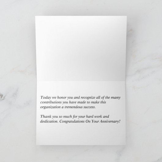 Carte d'anniversaire de l'employé Classique (Intérieur)