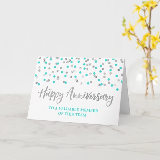 Carte d'anniversaire de l'employé Confetti Turquoi (Fleur jaune)