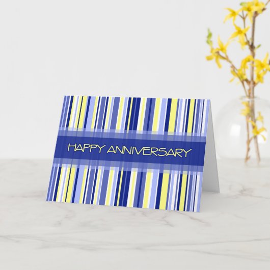 Carte d'anniversaire de l'employé de Blue Stripes (Fleur jaune)