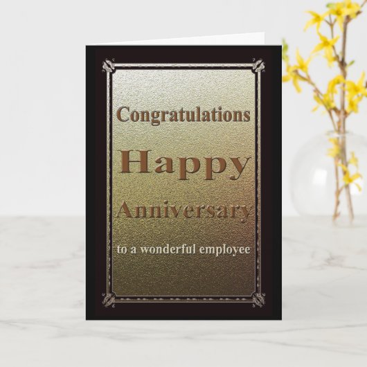 Carte d'anniversaire de l'employé Élégant noir (Fleur jaune)