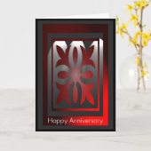 Carte d'anniversaire de l'employé élégant rouge et (Fleur jaune)