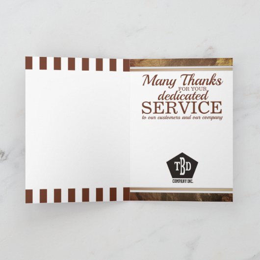 Carte d'anniversaire de l'employé Faux or (Intérieur)