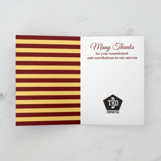 Carte d'anniversaire de l'employé Faux or (Intérieur)