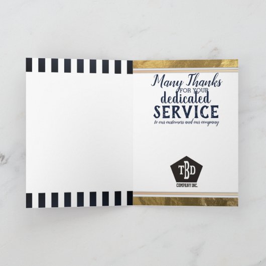 Carte d'anniversaire de l'employé Faux or (Intérieur)