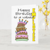 Carte d'anniversaire de l'employé - Gâteau d'anniv (Fleur jaune)