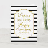 Carte d'anniversaire de l'employé Gold Black Strip (Devant)