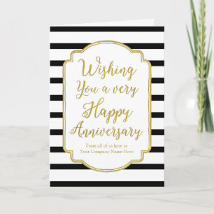 Carte d'anniversaire de l'employé Gold Black Strip