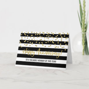 Carte d'anniversaire de l'employé Gold Black Strip