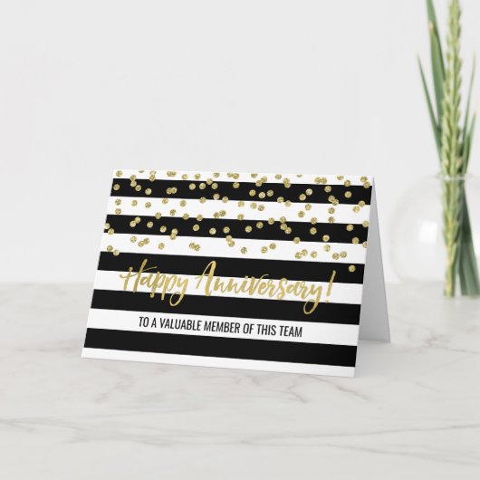Carte d'anniversaire de l'employé Gold Black Strip (Devant)