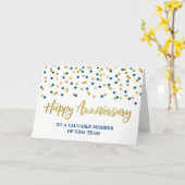 Carte d'anniversaire de l'employé Gold Blue Confet (Fleur jaune)