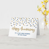 Carte d'anniversaire de l'employé Gold Blue Confet (Fleur jaune)