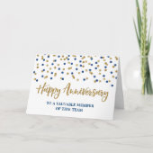 Carte d'anniversaire de l'employé Gold Blue Confet (Devant)