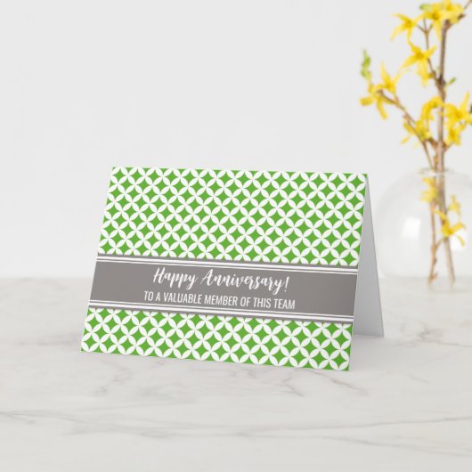 Carte d'anniversaire de l'employé Lime Grey Circle (Fleur jaune)