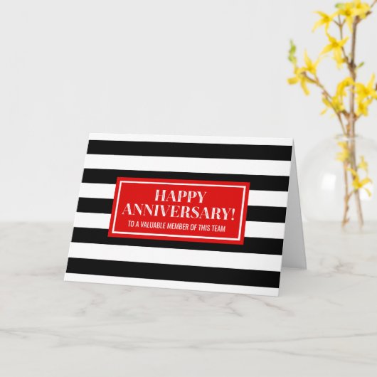 Carte d'anniversaire de l'employé Red Black Stripe (Fleur jaune)