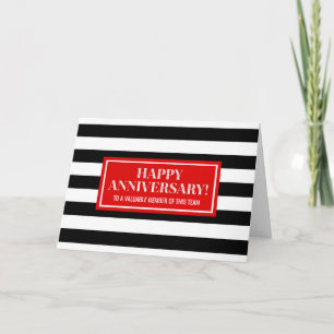 Carte d'anniversaire de l'employé Red Black Stripe
