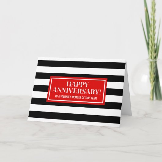 Carte d'anniversaire de l'employé Red Black Stripe (Devant)
