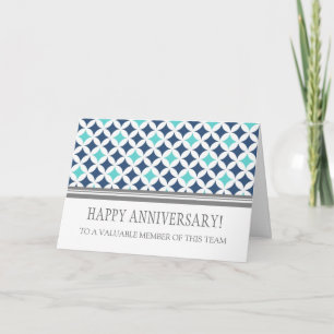 Carte d'anniversaire de l'employé turquoise Blue C
