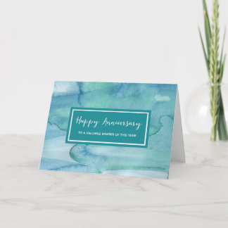 Carte d'anniversaire de l'employé turquoise Blue W