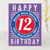 Carte d'anniversaire de l'enfant avec âge, nom et  (Fleur jaune)