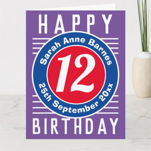 Carte d'anniversaire de l'enfant avec âge, nom et  (Devant)