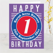 Carte d'anniversaire de l'enfant avec âge, nom et  (Fleur jaune)