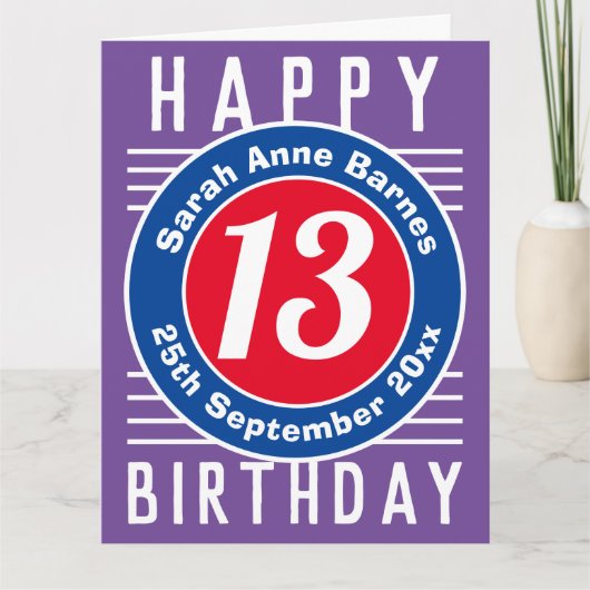 Carte d'anniversaire de l'enfant avec âge, nom et (Devant)