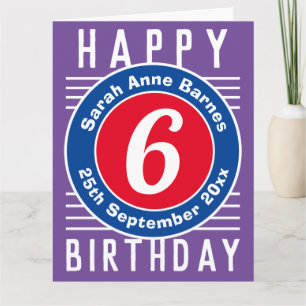 Carte d'anniversaire de l'enfant avec âge, nom et 