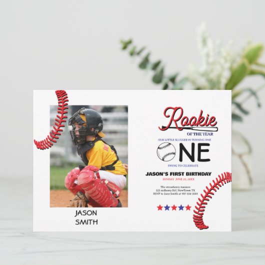 Carte d'anniversaire de l'enfant de baseball Rooki (Debout devant)