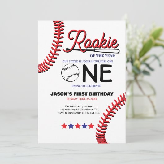 Carte d'anniversaire de l'enfant de baseball Rooki (Debout devant)