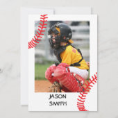 Carte d'anniversaire de l'enfant de baseball Rooki (Dos)