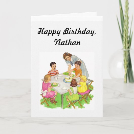 Carte d'anniversaire de l'enfant, image vintage de (Devant)