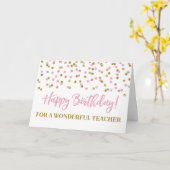 Carte d'anniversaire de l'enseignant Confetti en o (Fleur jaune)