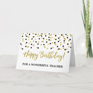 Carte d'anniversaire de l'enseignant Gold Black Co