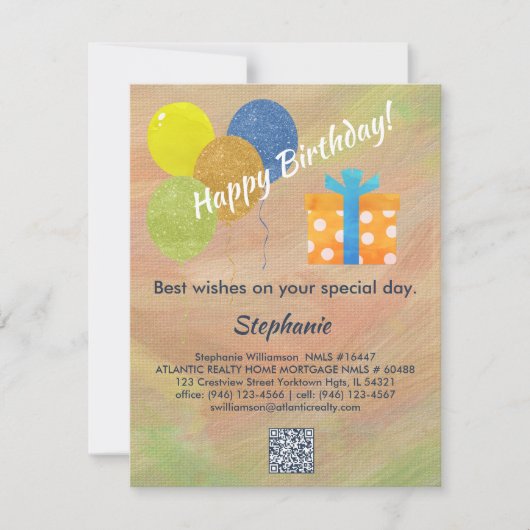 Carte d'anniversaire de l'entreprise Code QR (Devant)