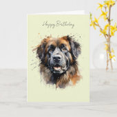 Carte d'anniversaire de Leonberger #1 (Fleur jaune)
