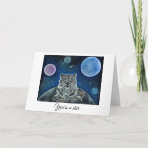 Carte d'anniversaire de léopard des neiges de l'es