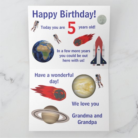 Carte d'anniversaire de l'espace astronaute (Intérieur)