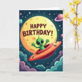 Carte d'anniversaire de l'espace extraterrestre (Fleur jaune)