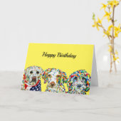 Carte d'anniversaire de l'espagne du Labrador (Fleur jaune)