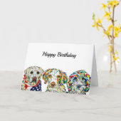 Carte d'anniversaire de l'espagne du Labrador (Fleur jaune)