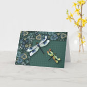 Carte d'anniversaire de libellules (grande impress (Fleur jaune)