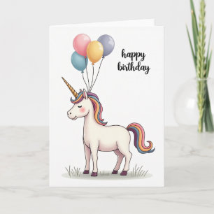 Carte d'anniversaire de licorne joyeuse