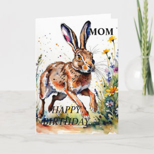 Carte d'anniversaire de lièvre à course magique (m