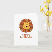 Carte d'anniversaire de l'illustration du lion (Fleur jaune)