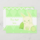 Carte d'anniversaire de lime verte Cute kawaii lap (Devant / Derrière)