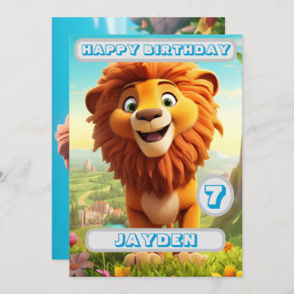 Carte d'anniversaire de lion personnalisée Enfants