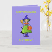 Carte d'anniversaire de Little Witple violet Hallo (Fleur jaune)