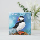 Carte d'anniversaire de l'oiseau de Puffin de l'At (Debout devant)