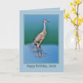 Carte d'anniversaire de l'oncle avec la grue de (Fleur jaune)